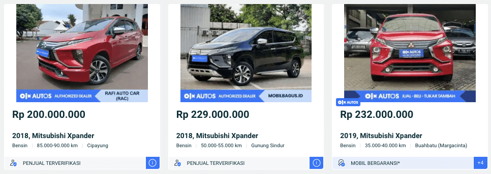 Harga Jual Kembali Mitsubishi Xpander Masih Tinggi